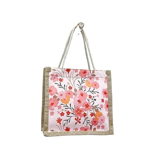 EURDFHY Blumen Handtasche Leinen-Handtasche mit Knopf und Reißverschluss, große Kapazität, Einkaufstasche, Damen-Tragetasche, Strand-Organizer, tragbare Einkaufstasche, Lunchtasche, Tragetasche(Pink) EURDFHY Blumen Handtasche Leinen-Handtasche mit Knopf und Reißverschluss, große Kapazität, Einkaufstasche, Damen-Tragetasche, Strand-Organizer, tragbare Einkaufstasche, Lunchtasche, Tragetasche(Pink) von EURDFHY