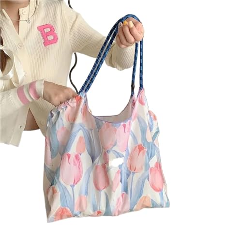 EURDFHY Blumen Handtasche Stil Große Umhängetasche Kordelzug Einkaufstasche Floral Tote Bag Unterarmtasche Gepäcktaschen(Style3) von EURDFHY
