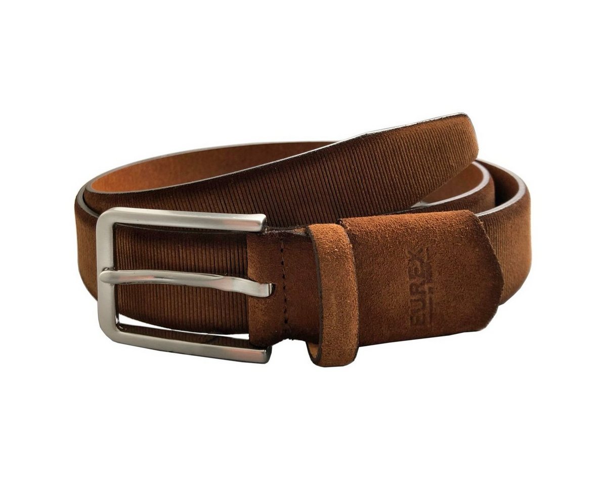 EUREX by BRAX Ledergürtel Eurex XXL Veloursleder-Gürtel gerippt cognac Stretch von EUREX by BRAX