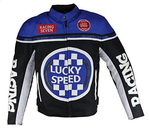 EURO STARS Herren Motorradjacke Bikerjacke Racing Winddicht Quad Moto Biker Rocker Jacke Blau (2XL) von EURO STARS