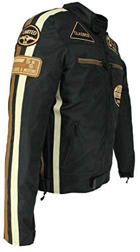 Herren Motorradjacke Textil mit Protektoren, Wasserabweisender, Winddicht, Biker Custom, Touring, Quad, Sport und Freizeit Jacke Gr. S bis 5XL (Schwarz Braun, 4XL) von EURO STARS