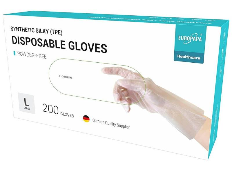 EUROPAPA Einweghandschuhe 100, 200, 300, 450 Stk Vorteilspack TPE Einweghandschuhe in Box Einmalhandschuhe latexfrei Gummihandschuhe puderfrei Handschuhe von EUROPAPA