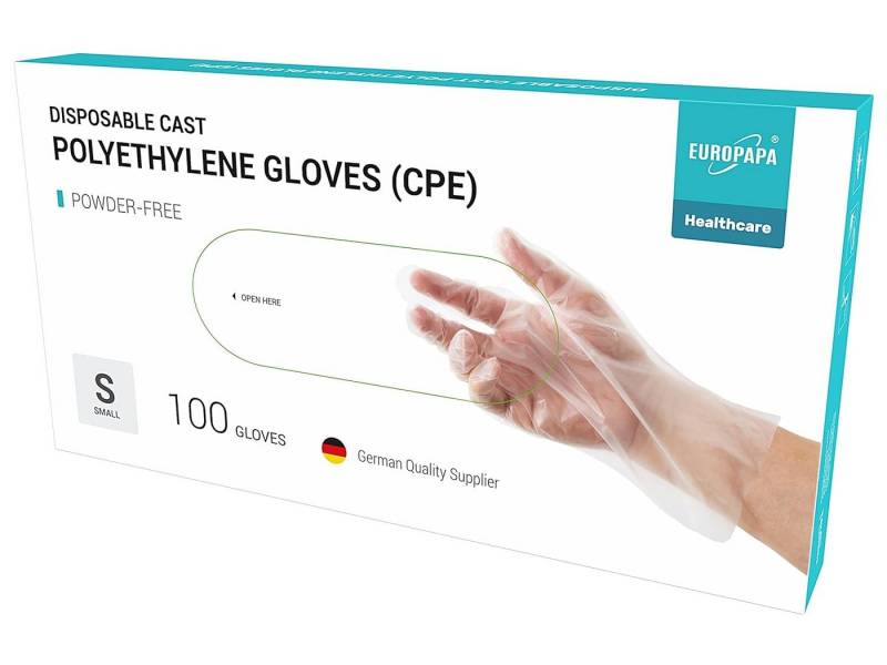 EUROPAPA Einweghandschuhe 100, 200, 300 Vorteilspack CPE transparenz Einweghandschuhe in Box (300-St., Einmalhandschuhe) latexfrei Gummihandschuhe puderfrei Handschuhe von EUROPAPA