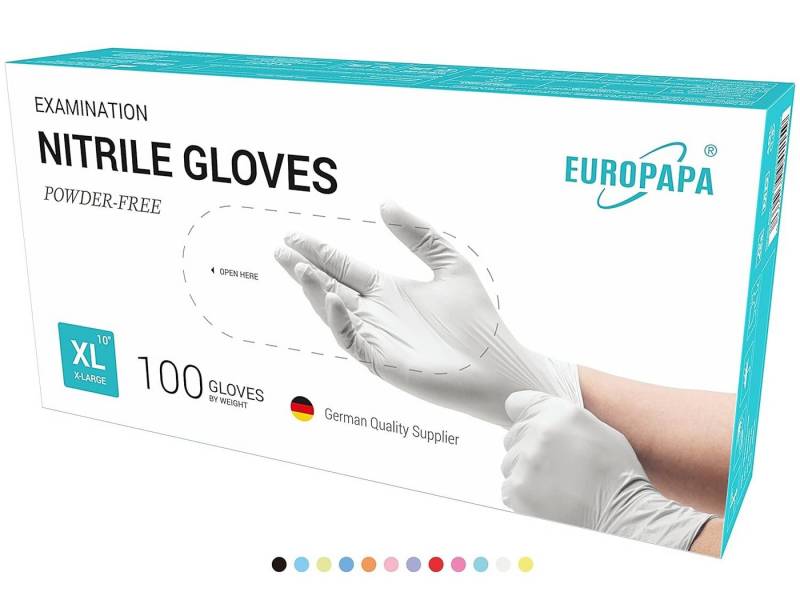 EUROPAPA Einweghandschuhe 1000x Nitrilhandschuhe Einweghandschuhe puderfrei (Untersuchungshandschuhe) EN455 EN374 latexfrei Einmalhandschuhe Handschuhe von EUROPAPA
