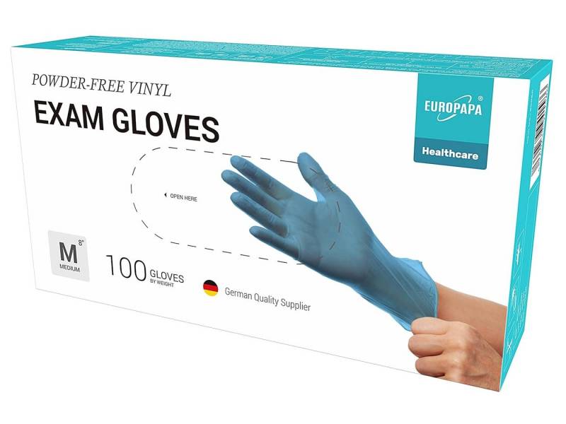 EUROPAPA Einweghandschuhe 100x Vinylhandschuhe Einweghandschuhe (Untersuchungshandschuhe Einmalhandschuhe) latexfrei puderfrei Vinyl Handschuhe von EUROPAPA