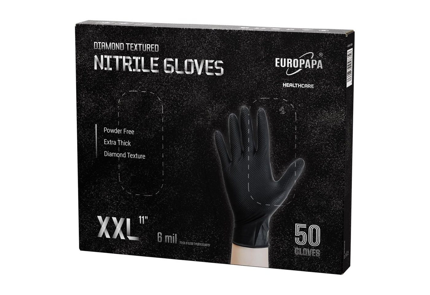 EUROPAPA Einweghandschuhe 50x extra dicke Nitrilhandschuhe DiamantGrip Diamant (Perfekter Halt Einweghandschuhe Montageschutzhandschuhe) puderfreier latexfreier Arbeitshandschuhe von EUROPAPA