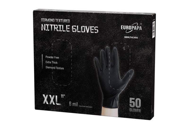 EUROPAPA Einweghandschuhe 50x extra dicke Nitrilhandschuhe DiamantGrip Diamant (Perfekter Halt Einweghandschuhe Montageschutzhandschuhe) puderfreier latexfreier Arbeitshandschuhe von EUROPAPA