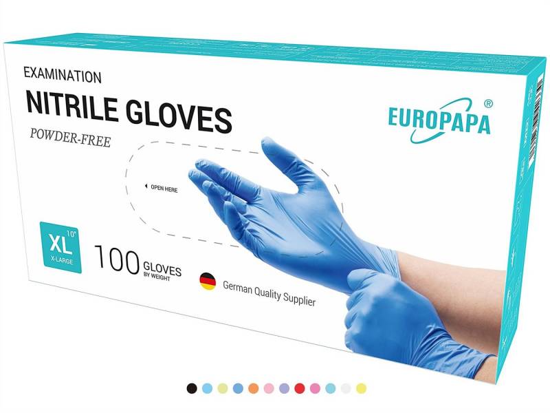 EUROPAPA Nitril-Handschuhe 500x Nitrilhandschuhe Einweghandschuhe (latexfrei, puderfrei) puderfrei, latexfrei von EUROPAPA