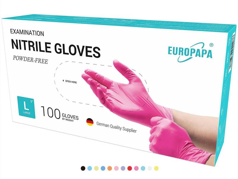 EUROPAPA Nitril-Handschuhe 500x Nitrilhandschuhe Einweghandschuhe (latexfrei, puderfrei) puderfrei, latexfrei von EUROPAPA