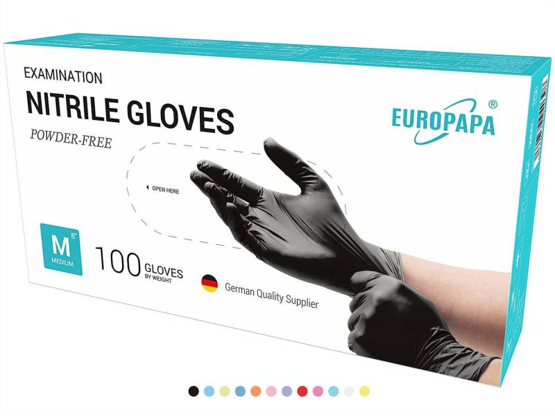 EUROPAPA Nitril-Handschuhe 500x Nitrilhandschuhe Einweghandschuhe (latexfrei, puderfrei) puderfrei, latexfrei von EUROPAPA