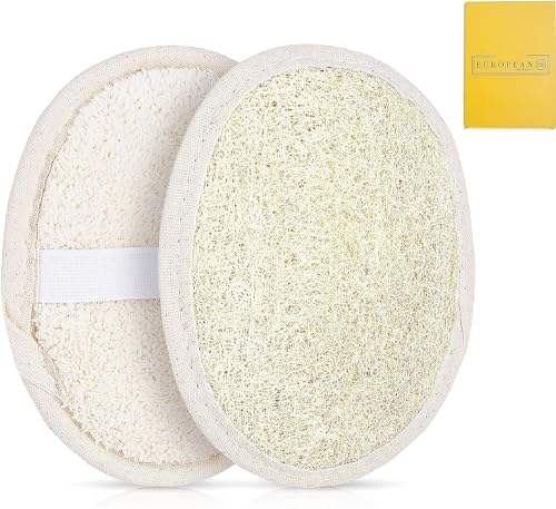 EUROPEAN M6, Premium Exfoliating Loofah Body Pad for Women and Men Made Natural Organic Shower Loofah and Soft Cotton Materials (2 Pack) von EUROPEAN M6