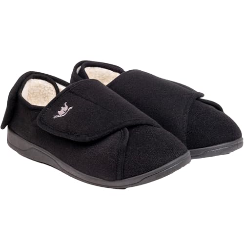 EUROPEAN SOFTEST Damen Diabetiker-Hausschuhe, breit, extra breit, 80-D, Memory-Schaum, mit verstellbarem Verschluss, rutschfeste Sohle, warmes Plüsch-Fleece, Arthritis, Ödeme, geschwollene EUROPEAN SOFTEST Damen Diabetiker-Hausschuhe, breit, extra breit, 80-D, Memory-Schaum, mit verstellbarem Verschluss, rutschfeste Sohle, warmes Plüsch-Fleece, Arthritis, Ödeme, geschwollene von EUROPEAN SOFTEST