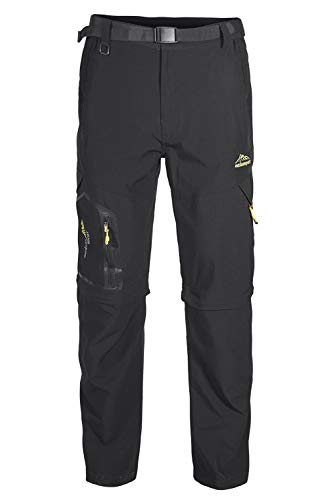 EUSMTD Herren Frühling Zwei in Eins Einfarbig Abnehmbare Hosenbeinen Zip-Off Stretch Freizeithose Wasserdicht Schnelltrocknend Hose Black 2XL von EUSMTD