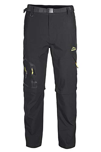 EUSMTD Herren Frühling Zwei in Eins Einfarbig Abnehmbare Hosenbeinen Zip-Off Stretch Freizeithose Wasserdicht Schnelltrocknend Hose Black L von EUSMTD