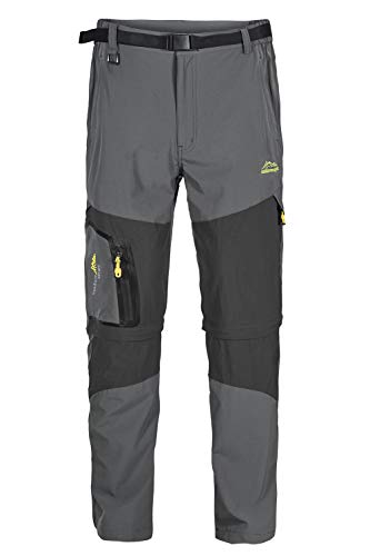 EUSMTD Herren Frühling Zwei in Eins Einfarbig Abnehmbare Hosenbeinen Zip-Off Stretch Freizeithose Wasserdicht Schnelltrocknend Hose Gray M von EUSMTD