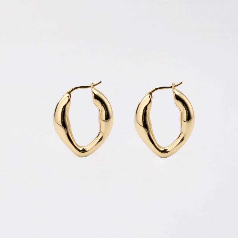 Benutzerdefinierte Handgemacht 1 Paar Zierliche Oval Chunky Solid Runde Rohr Unregelmäßige Kleine Creolen 18Kt Gelb Gold Minimal Einfache Und von EUSUPPLIES