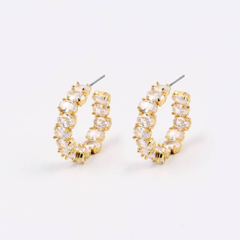 Custom Handmade 1 Paar Zarte 18Kt Gold Filled Runde Einzigartige Persönlichkeit C Form Fehlausrichtung Zircon Hoop Ohrring Mode Boutique Marken von EUSUPPLIES