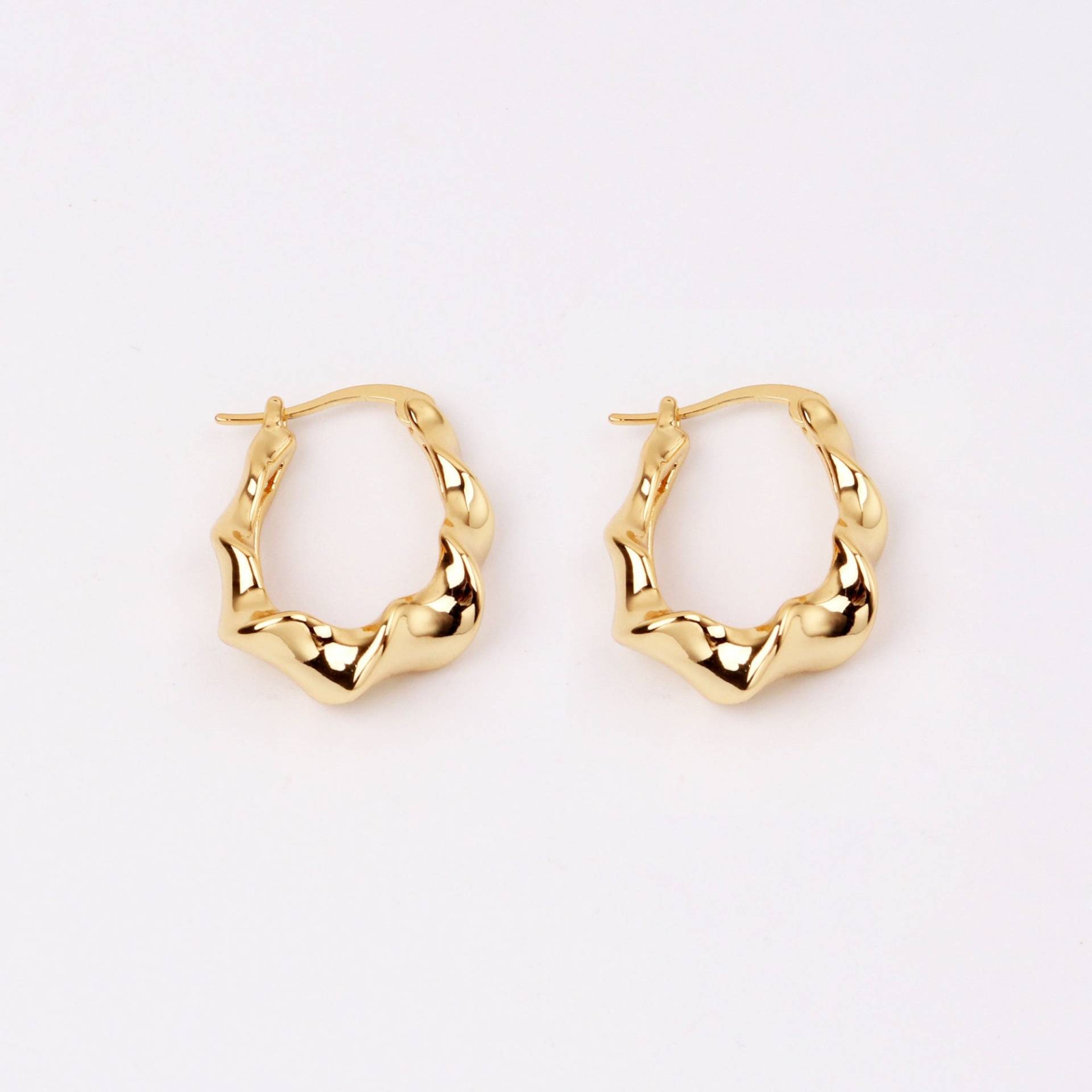 Custom Handmade 1 Paar Zierliche 18Kt Gold Filled Geometrie Twist Kreis Textur Ohrringe Minimalismus Mode Für Boutique Und Marken von EUSUPPLIES