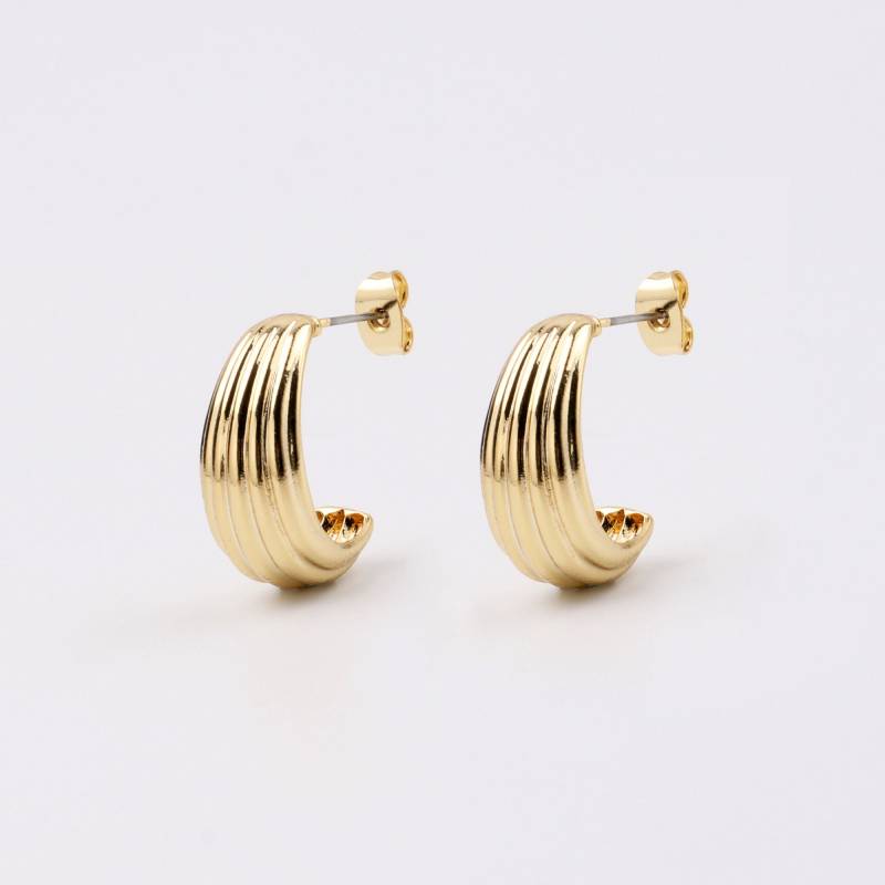 Custom Handmade 1 Paar Zierliche 18Kt Gold Filled Kleine Boot Streifen Ohrstecker Ohrring Hoop Leicht Minimal Simple Fashion Boutique Brands von EUSUPPLIES