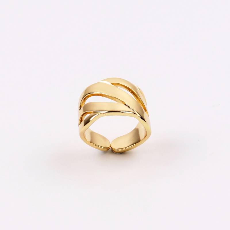 Custom Handmade 1Stk Zierliche 18K Gelbgold Rund Hohl Ähnliche Kette Verstellbar Ring Minimal Stylisch Leichte Marken Fabriklieferant von EUSUPPLIES