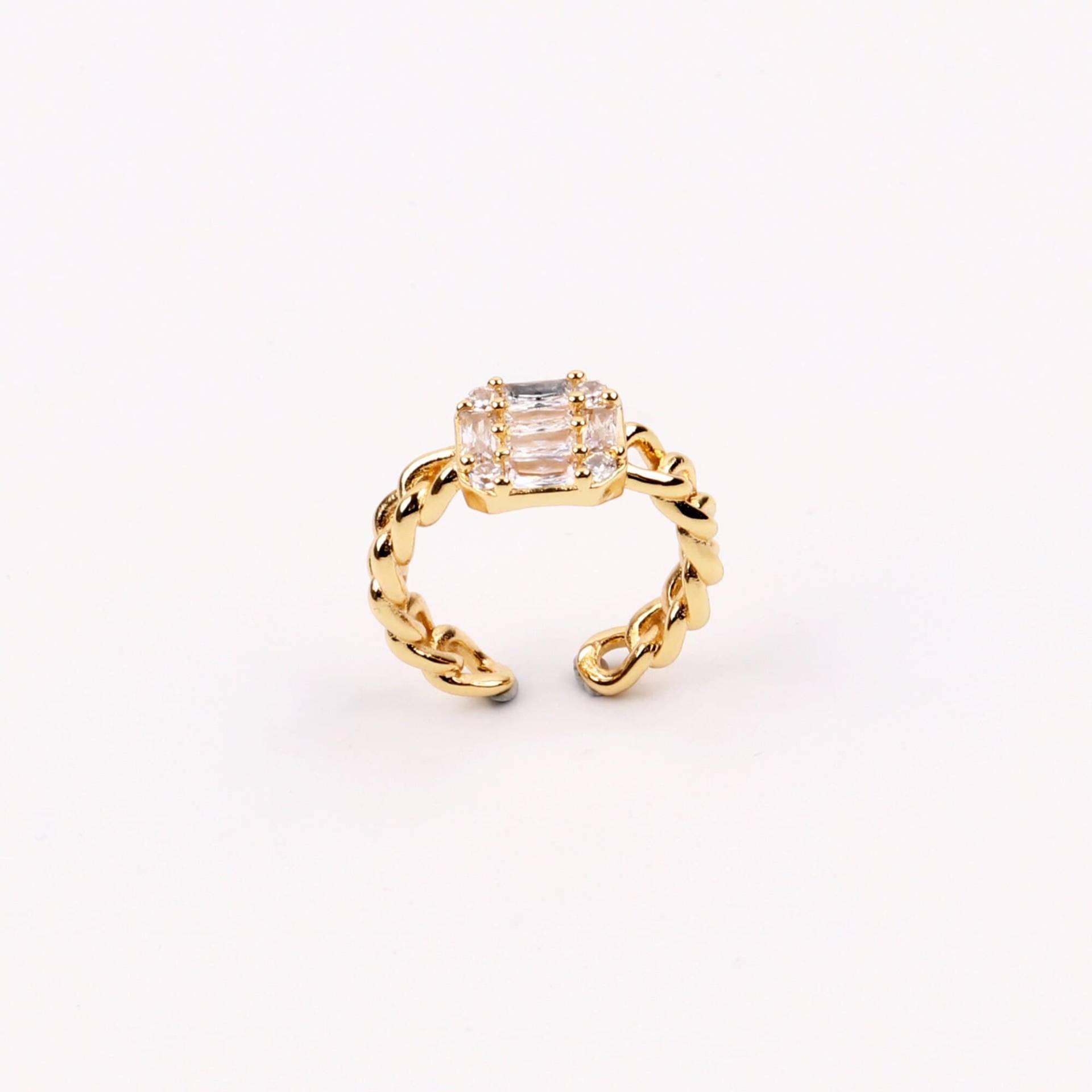 Custom Handmade 1Stk Zierliche 18Kt Gold Filled Rund Hohlstein Kette Glieder Cz Steine Verstellbar Ring Leicht Minimal Boutique Marken von EUSUPPLIES