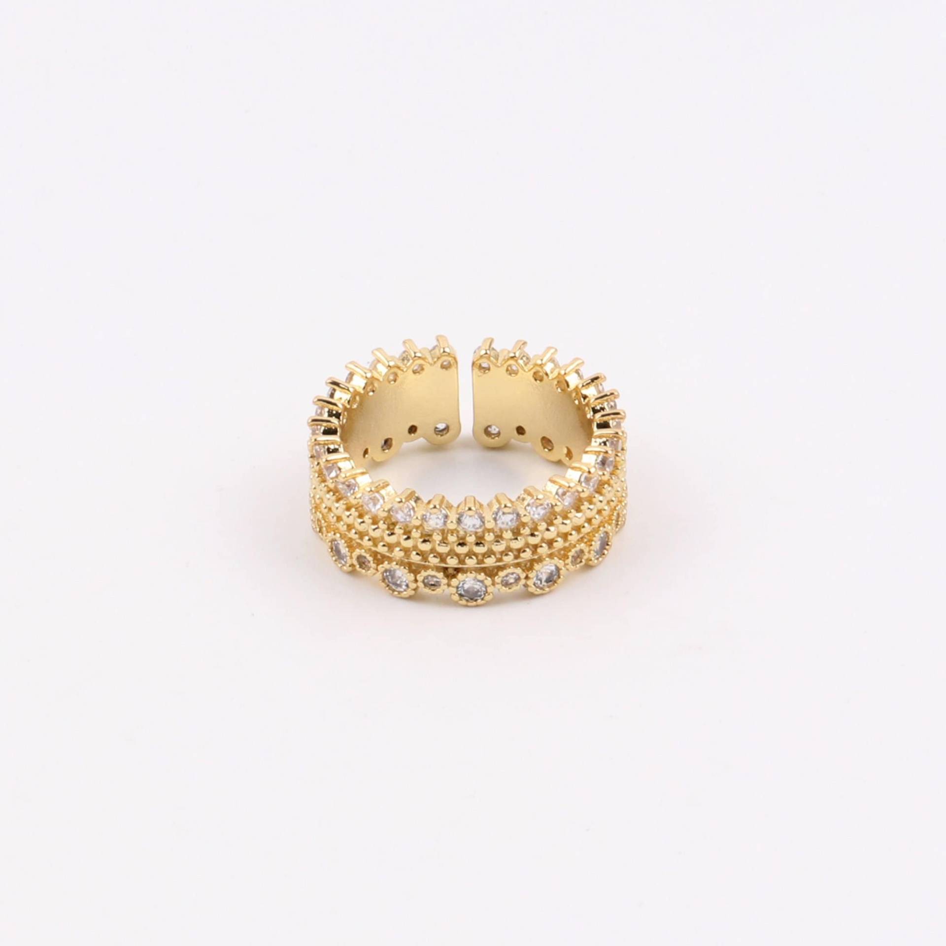 Custom Handmade 1Stk Zierliche 18Kt Gold Filled Rund Zircon Micro-Pave Statement Kleine Kugel Öffnung Ring Einfache Und Stilvolle Boutique Marken von EUSUPPLIES