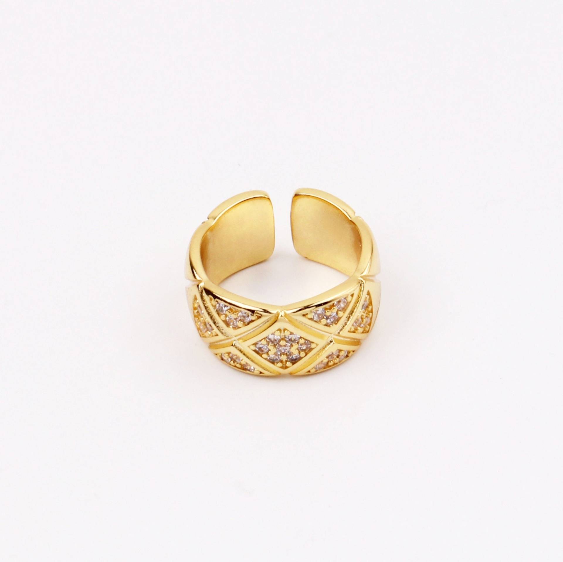 Custom Handmade 1Stk Zierliche 18Kt Gold Filled Runde Streifen Zirkon Öffnung Verstellbarer Ring Minimal Mode Personalisiert Boutique Marken von EUSUPPLIES