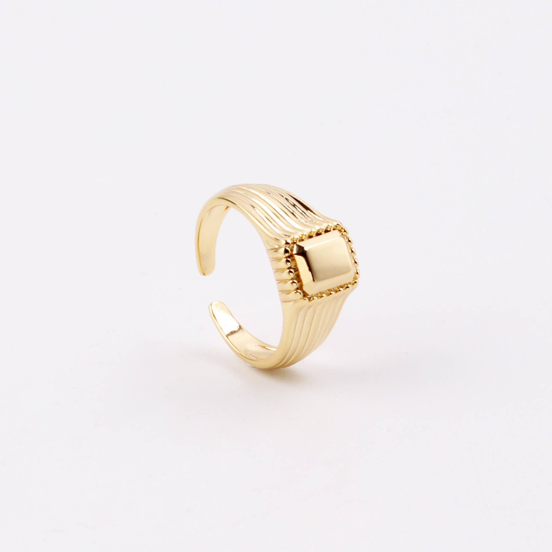 Custom Handmade 1stk Zierliche 18Kt Gold Filled Geometrie Dicke Öffnung Quadrat Signet Ring Layering Gravur Initialen Geschenke Boutique Marken von EUSUPPLIES