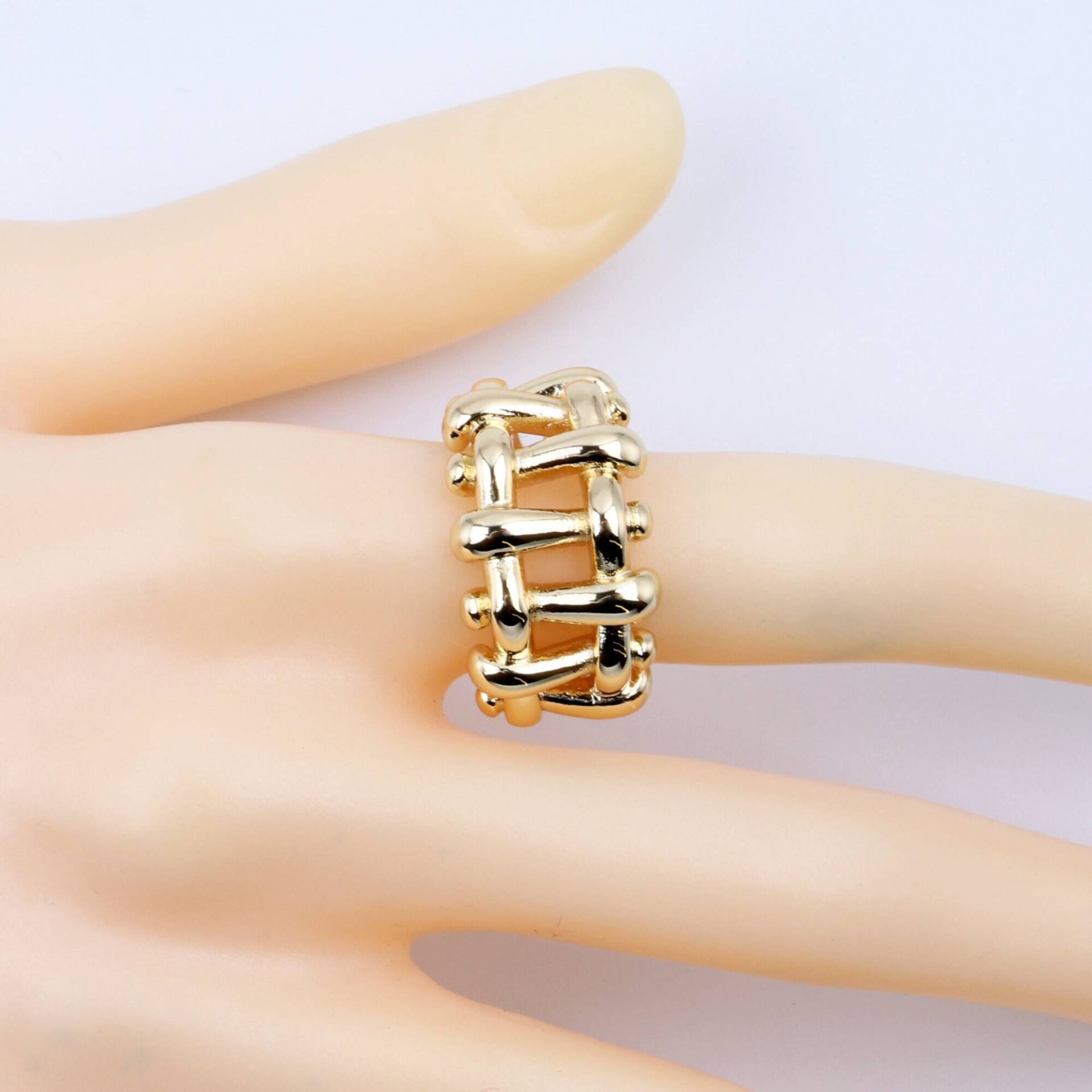 Custom Handmade 1stk Zierliche 18Kt Gold Filled Geometrie Hohl Bold Chunky Unregelmäßig Verstellbarer Ring Personalisierbar Minimal Chic Boutique von EUSUPPLIES