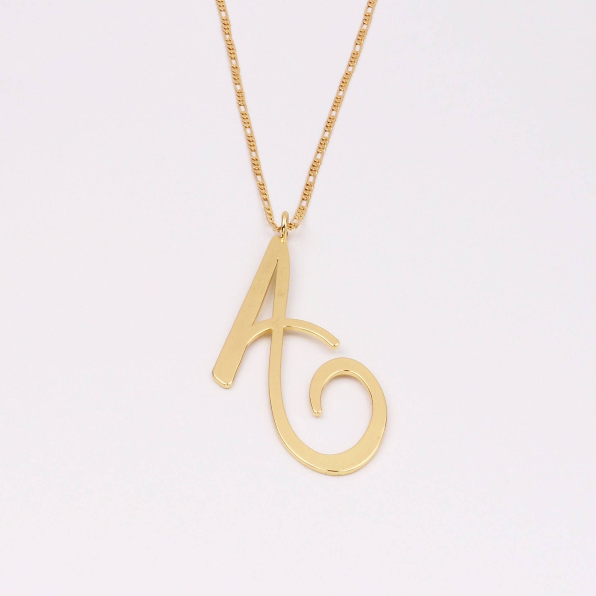 Custom Handmade 1stk Zierliche 18Kt Gold Filled Kapital Cursive Große Chunky Bold Initial "A" Halskette Layered Boutique Brands Factory von EUSUPPLIES