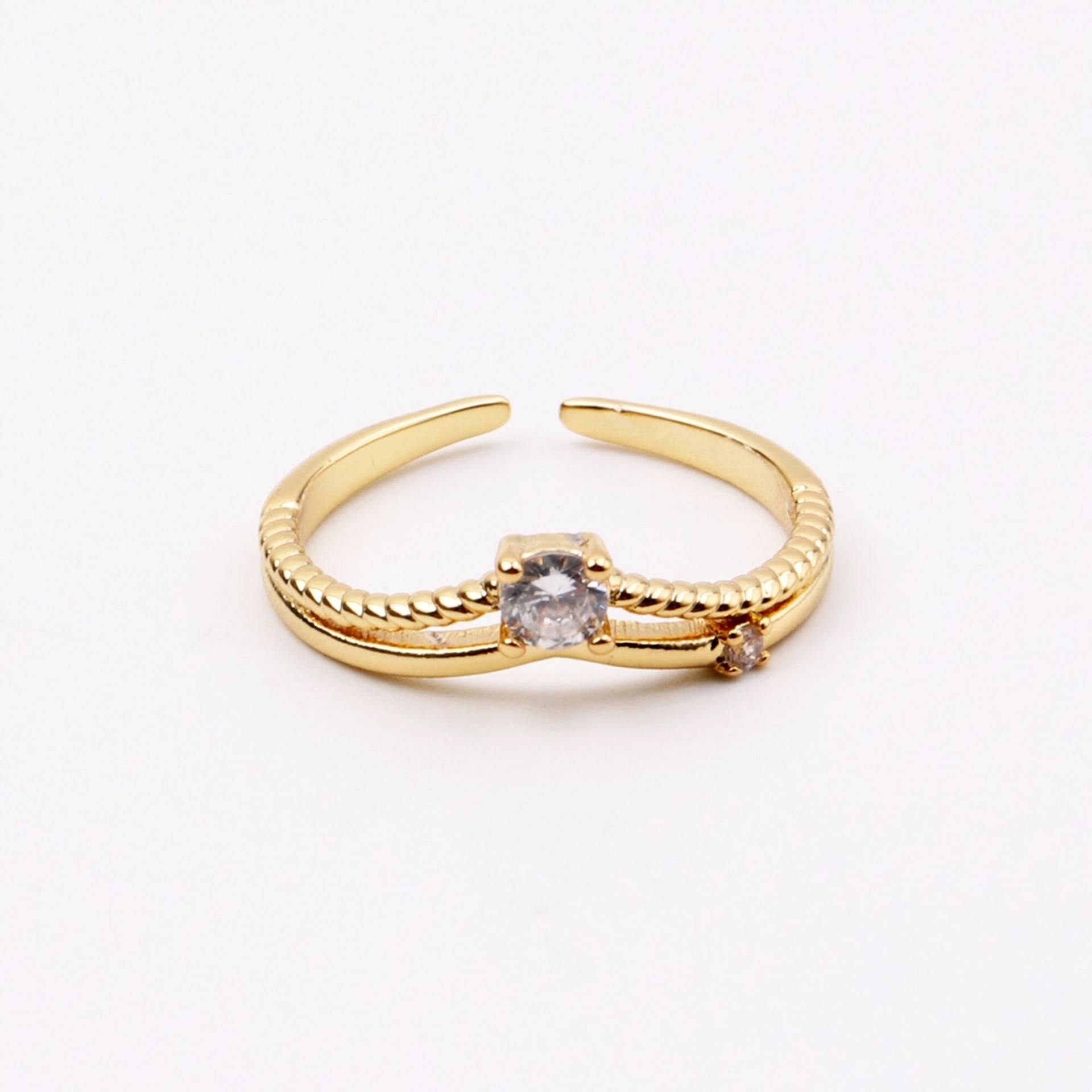 Custom Handmade 1stk Zierliche 18Kt Gold Filled Rund Minimal Trendy Zircon Textur Verstellbar Ring Leichte Boutique Marken Factory Supply von EUSUPPLIES