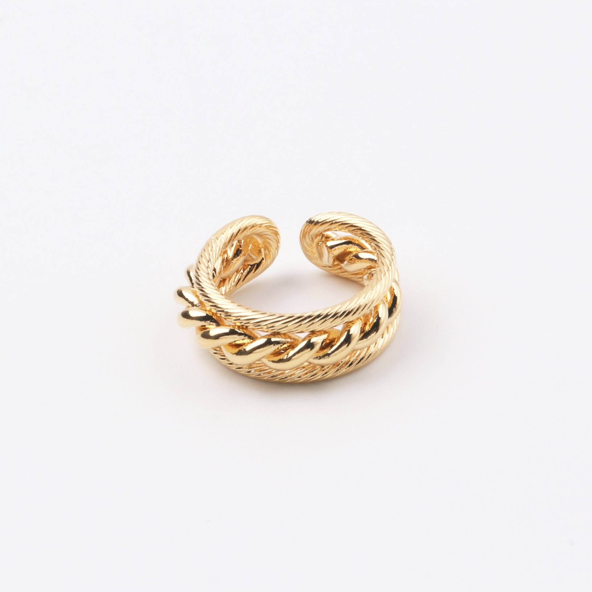 Custom Handmade 1stk Zierliche Zeitlose 23K Usa Gold Filled 1 Micron Runde Hohlrohr Öffnung Verstellbar Spiral Gedreht Ring Boutique Marken von EUSUPPLIES