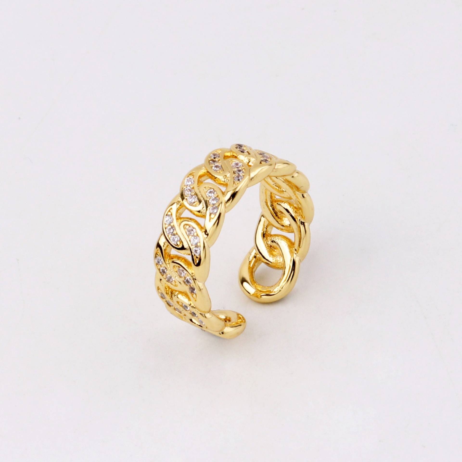 Custom Handmade 1stk Zierlicher 20, 8mm 18Kt Gold Filled Rund Rand Gliederkette Öffnung Verstellbarer Ring, Zirkon Boutique Brands Factory von EUSUPPLIES