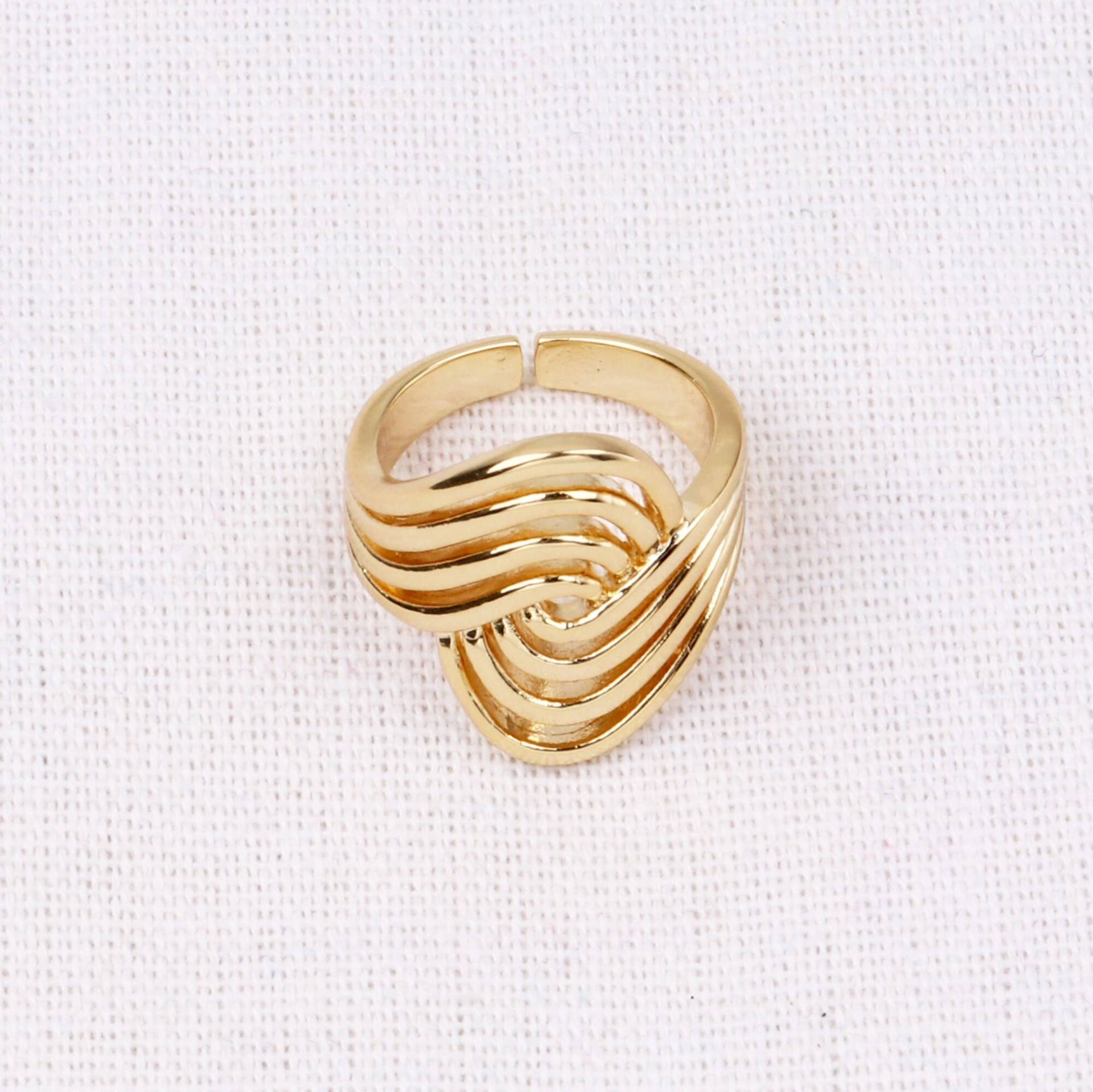 Handgefertigt 1stk Zarte 22, 4mm 18Kt Gold Filled Rund Chunky Hohl Textur Öffnung Verstellbar Ring Minimal Boutique Marken Lieferanten von EUSUPPLIES