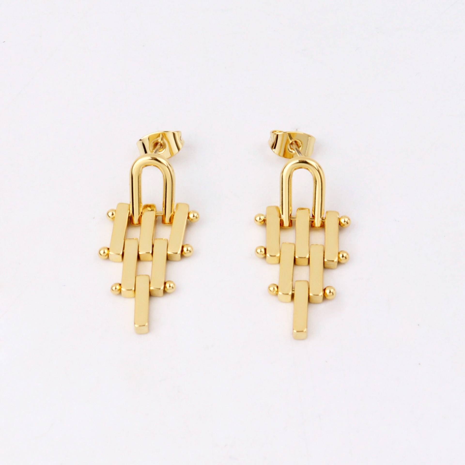 Handgemachte 1 Paar Zierliche 18Kt Gold Filled Geometrie Minimal Mode Kleine Runde Perlen Ohrstecker, Leichte Boutique Marken von EUSUPPLIES