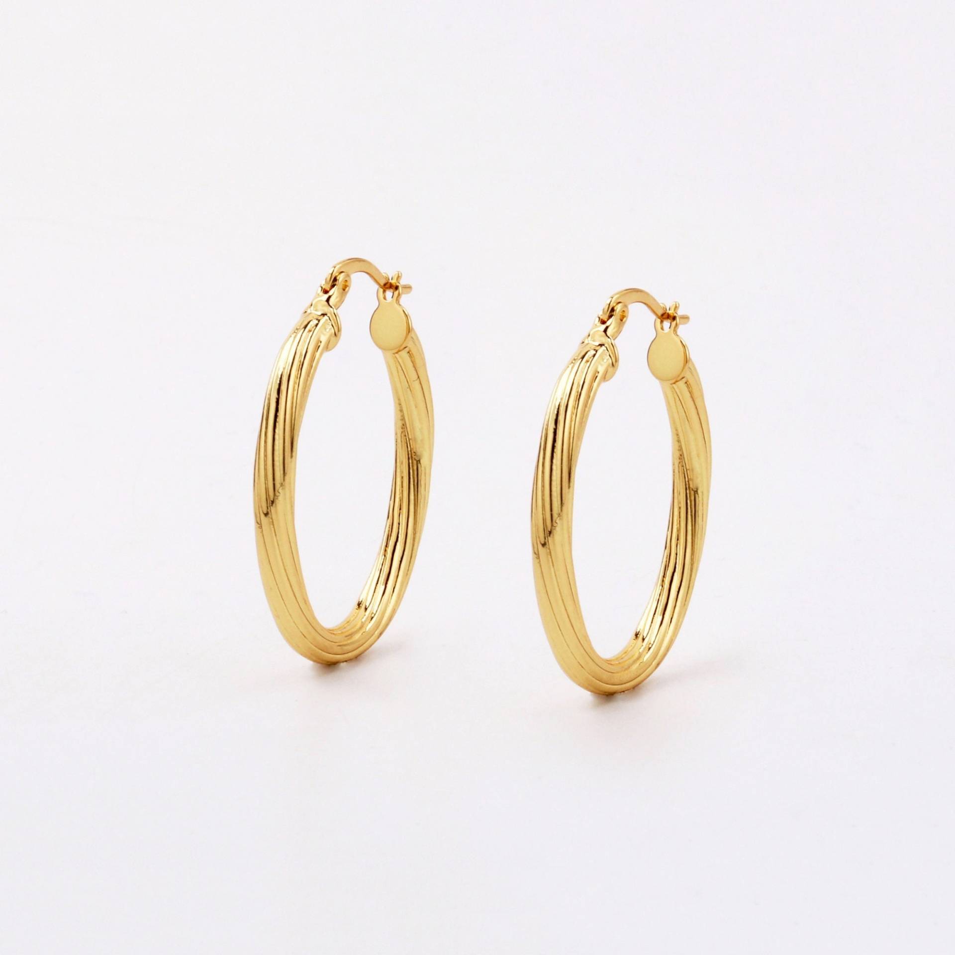 Handgemachte 1 Paar Zierliche 18Kt Gold Filled Oval Große Dicke Chunky Gedrehte Creolen Ohrringe Minimalistisch Stilvolle Boutique Marken Großhandel von EUSUPPLIES