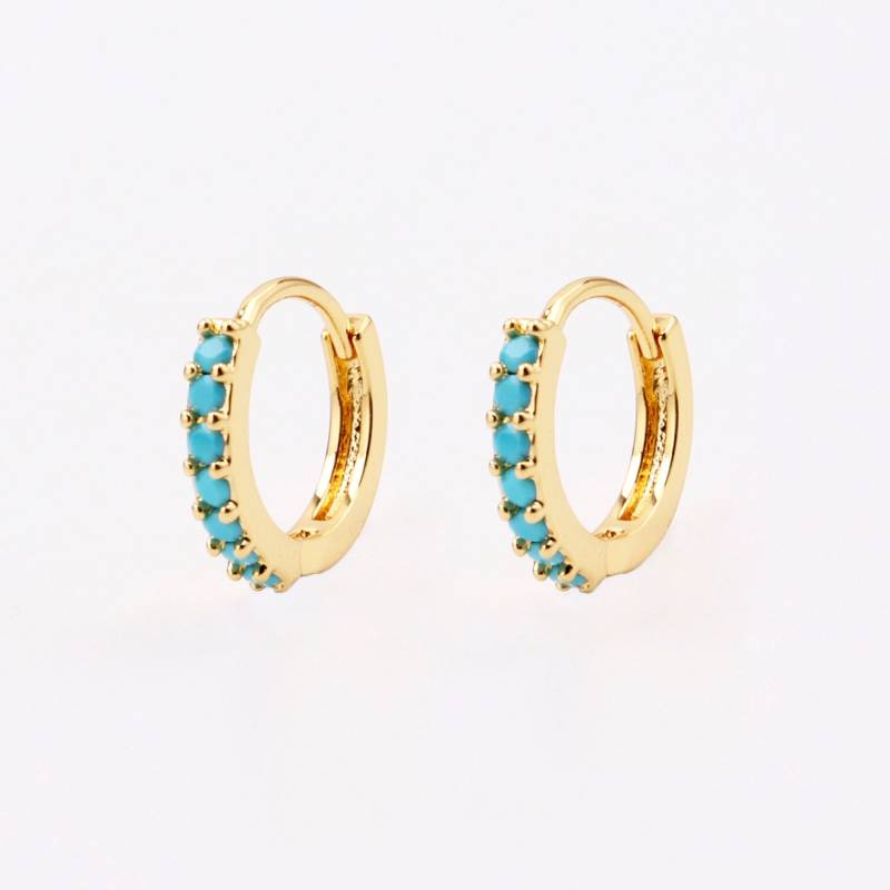 Handgemachte 1 Paar Zierliche 18Kt Gold Filled Runde Türkis Huggie Hoop Ohrringe Minimal Mode Boutique Marken Fabriklieferant von EUSUPPLIES
