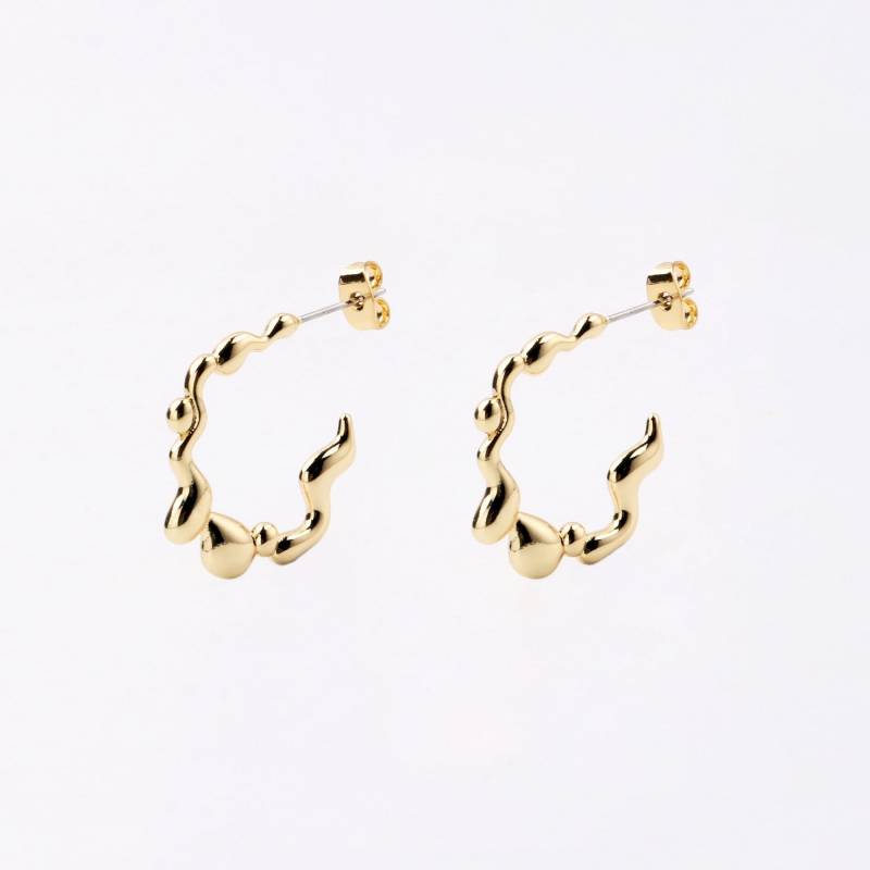 Handgemachte 1 Paar Zierliche Leichte Geometrie Unregelmäßige Abstrakte Ohrstecker 18Kt Gelbgold Schlicht Und Stylisch Temperament Marken von EUSUPPLIES