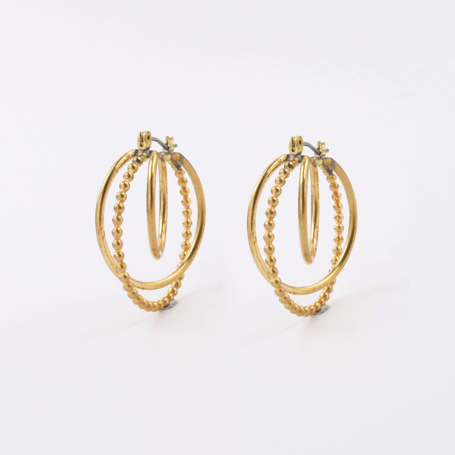 Handgemachte 1 Paar Zierliche Messing Kleine Dreifach Statement Perlen Ohrringe Für Boutique Marken Fabriklieferant von EUSUPPLIES