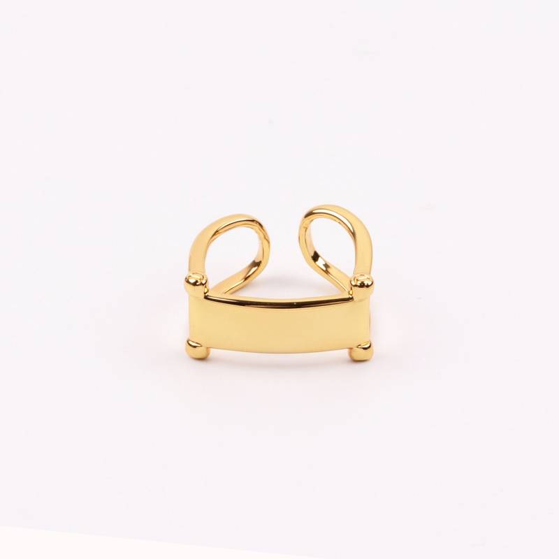 Handgemachte 1stk Zierliche Einzigartige 23K Gold Filled Geometrie Chunky Gewölbt Rechteck Verstellbar Ring Haben Persönlichkeit Minimal Marken von EUSUPPLIES