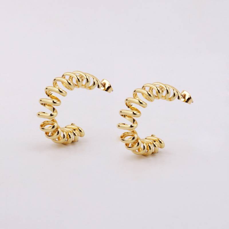 Handgemachte 35mm 18Kt Gold Filled Runde C Typ Frühling Wellen Hoop Ohrstecker Ohrstecker, Minimal Stylish Chic Fabriklieferant 0801-2274-1 von EUSUPPLIES
