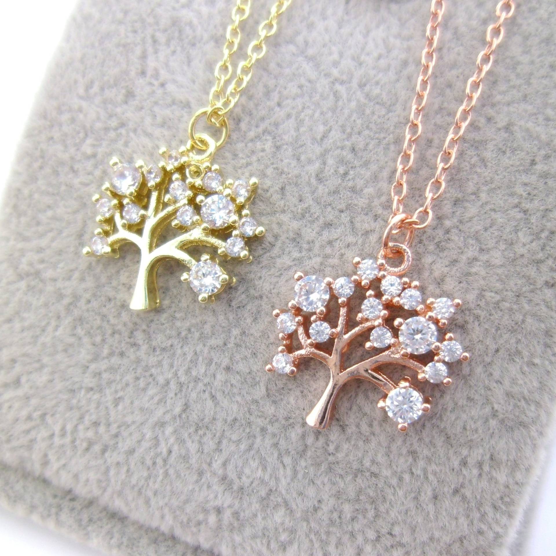 Handgemachte Kleine 17mm Zirkon Leben Baum Gold & Rose Halsketten Gefüllt Ketten Geschenke Mutter Tochter Bffs Führen Nickelfrei Handgemachte Kleine 17mm Zirkon Leben Baum Gold & Rose Halsketten Gefüllt Ketten Geschenke Mutter Tochter Bffs Führen Nickelfrei von EUSUPPLIES