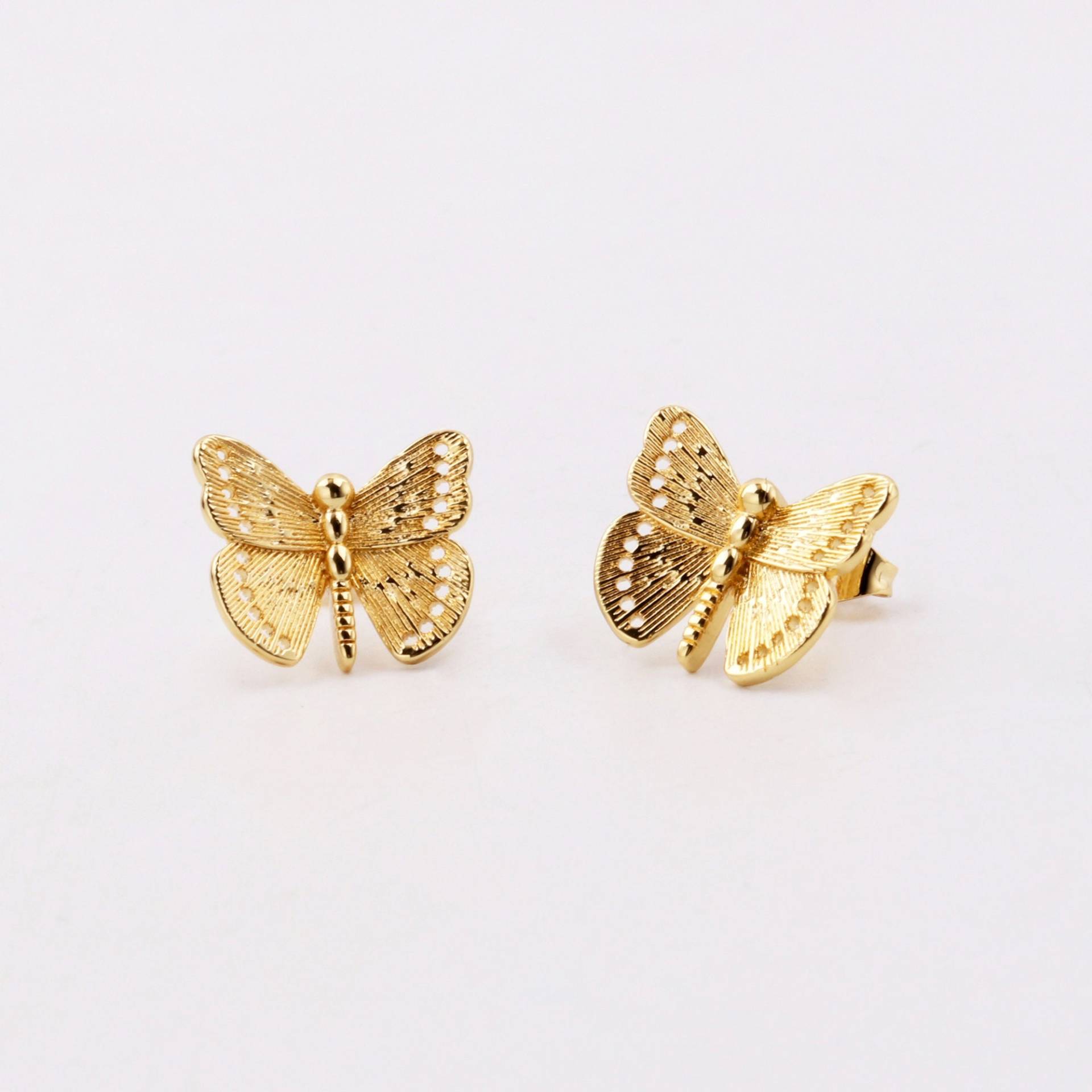 Sommer Handgemachte 1 Paar Zierliche 18Kt Gold Filled Kleine Schmetterling Ohrstecker, S925 Silber Fabrik Für Boutique Marken von EUSUPPLIES