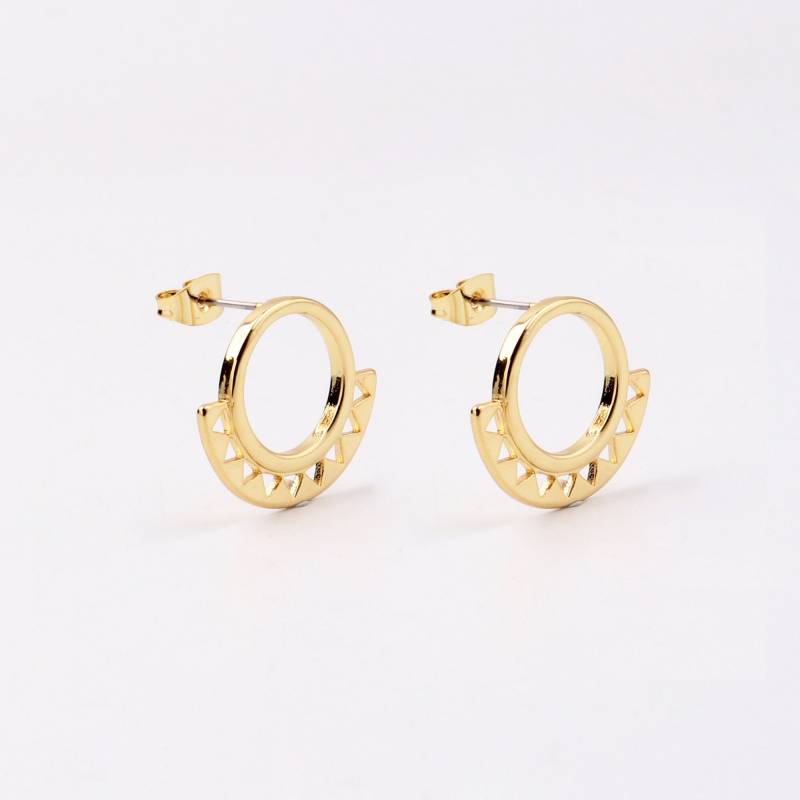 Unikat Limitiert Custom Handmade 1 Paar Zierliche Runde Hohl Leichte Evil Eye Hoop Ohrringe 18Kt Gelbgold Minimal Alltagsmarken von EUSUPPLIES