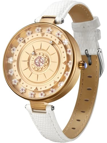 EUTOUR Damen Armbanduhr mit Blumen & Diamanten Kreative Magnet-Kugeluhr mit Einzigartigem Design Elegante Modeuhr von EUTOUR