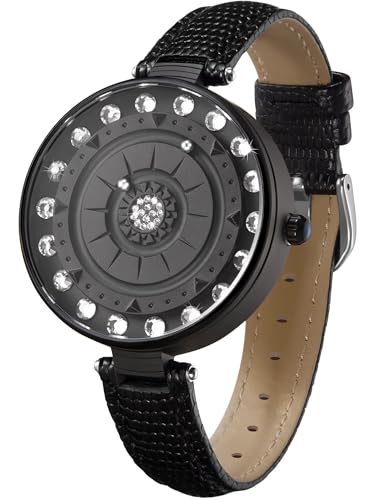 EUTOUR Damen Armbanduhr mit Blumen & Diamanten Kreative Magnet-Kugeluhr mit Einzigartigem Design Elegante Modeuhr von EUTOUR
