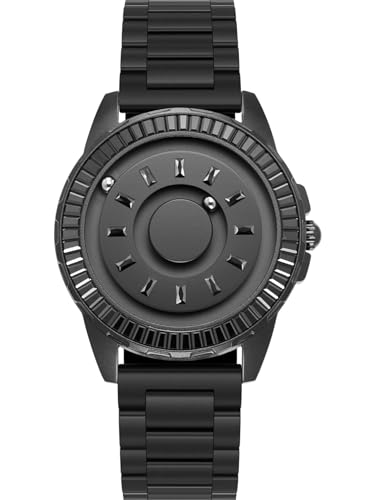 EUTOUR Damenuhr Magnet Uhr kein Glas Kugellager Uhren Quarz Luxus Eleganz Diamant Armbanduhr mit Edelstahl Armband Schwarz-40 mm von EUTOUR