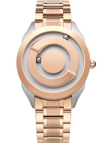 EUTOUR Herrenuhr Damenuhr Paar Uhren Magnet Uhr kein Glas Kugellager Uhren Quarz Armbanduhr mit Edelstahl Armband Silber-40mm von EUTOUR