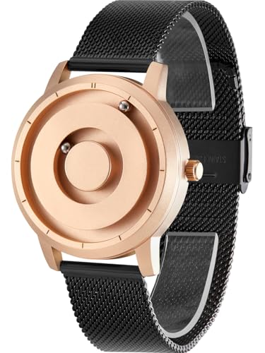 EUTOUR Uhren Herren Herrenuhr Magnet Uhr kein Glas Kugellager Quarz Armbanduhr für Männer mit Silikon/Edelstahl Mesh Armband-40mm von EUTOUR