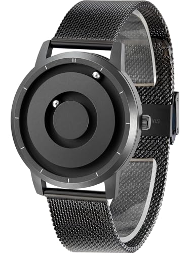 EUTOUR Uhren Herren Herrenuhr Magnet Uhr kein Glas Kugellager Quarz Armbanduhr für Männer mit Silikon/Edelstahl Mesh Armband-40mm von EUTOUR